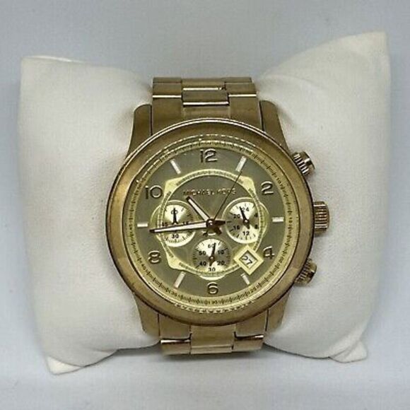 Michael Kors Runway MK8077 Men's Gold Stainless Steel Analog Dial Watch HME73 - Picture 2 of 11